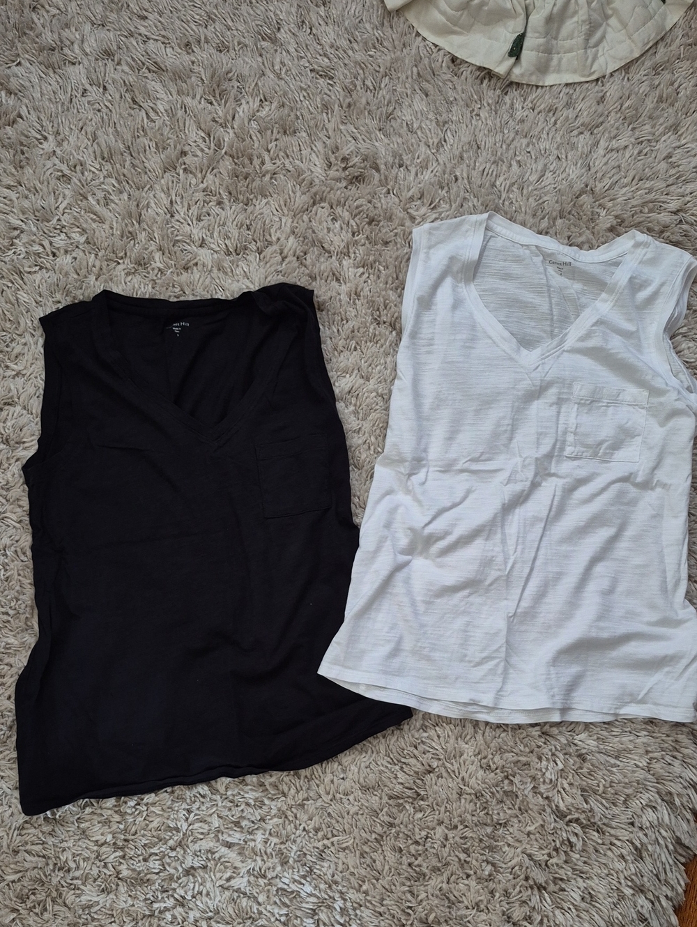 Garnet Hill Sleeveless V-Neck Tank Tops in Black and White
